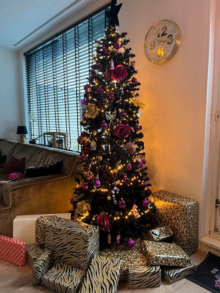 Kerstboom zwart smal 210cm, Diversen, Kerst, Gebruikt, Ophalen of Verzenden