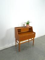 Zweeds Teak secretaire lades en uitschuifbaar blad, bureau, Ophalen of Verzenden, Gebruikt, Vintage, design