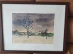 Aquarel bomen in landschap J. Bouwes., Antiek en Kunst, Kunst | Schilderijen | Klassiek, Ophalen
