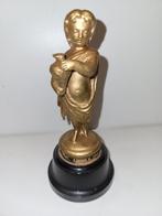 19e eeuws bronzen beeldje op houten sokkel, Antiek en Kunst, Ophalen of Verzenden