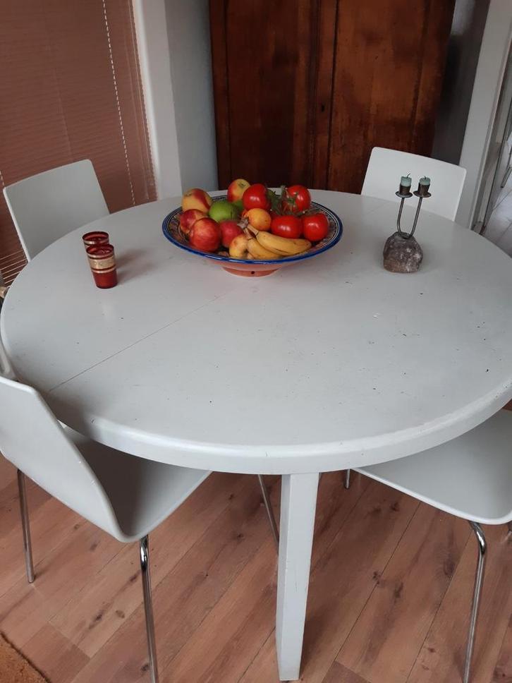 Ronde Eettafel, Huis en Inrichting, Tafels | Eettafels, Gebruikt, 100 tot 150 cm, 100 tot 150 cm, Vier personen, Rond, Overige houtsoorten