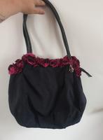 Zwarte damestas van bulaggi the bag met fuchsia rozenrand., Ophalen of Verzenden, Zo goed als nieuw, Zwart, Handtas