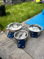 Nieuwe pannenset met prijskaartje, Huis en Inrichting, Keuken | Potten en Pannen, Ophalen, Nieuw, Rvs, Pannenset