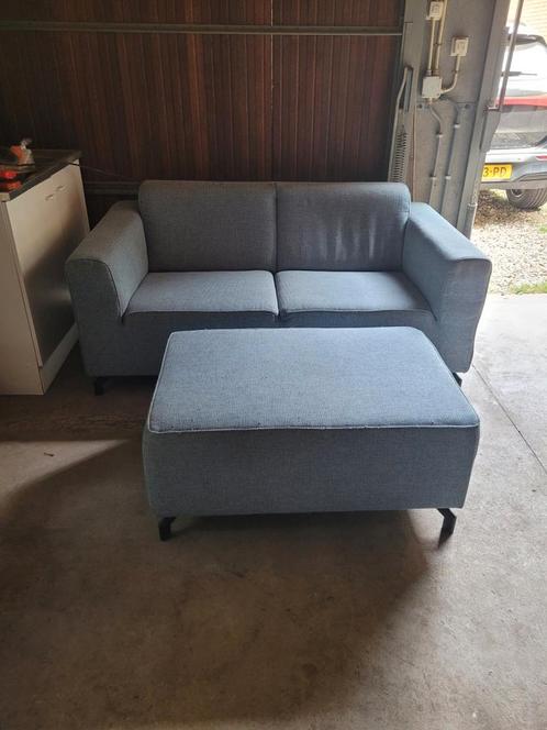 Azuurblauwe 2,5 zits bank met grote hooker, Huis en Inrichting, Banken | Sofa's en Chaises Longues, Gebruikt, Ophalen