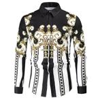 Heren barok overhemd 18 luxe gouden kamper shirt zwart wit, Verzenden, Nieuw, Overige kleuren, Overige halswijdtes