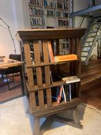 Antieke eikenhouten boekenmolen / boekenkast / carousel, Met plank(en), Gebruikt, 100 tot 150 cm, Eikenhout