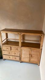 Vintage webbing japandi kleding kast closet hout beige wood, Ophalen, Gebruikt, 100 tot 150 cm, 100 tot 150 cm