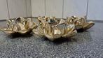 Set van 4 lotus kaarsenhouders, Gebruikt, Grijs, Onbekend, Ophalen of Verzenden
