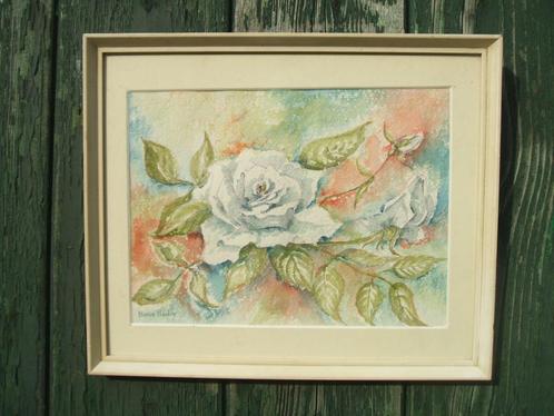 Aquarel, bloemstilleven met rozen., Antiek en Kunst, Kunst | Overige Kunst, Verzenden