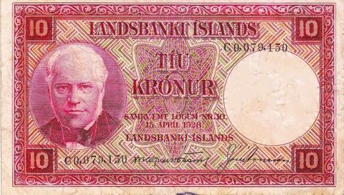 LANDSBANKI ISLANDS 10 KRONUR 1928, Postzegels en Munten, Bankbiljetten | Europa | Niet-Eurobiljetten, Overige landen, Verzenden