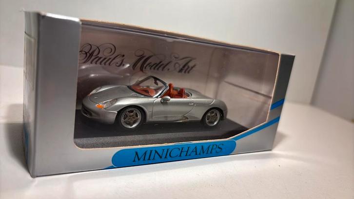 Porsche boxster silver minichamps 1.43, Hobby en Vrije tijd, Modelauto's | 1:43, Zo goed als nieuw, Auto, MiniChamps, Ophalen of Verzenden
