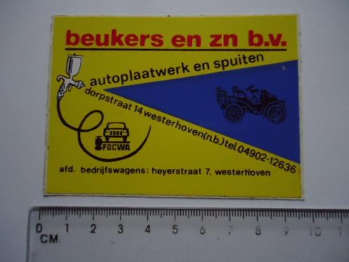 sticker oud Beukers Westerhoven Autoschade plaatwerk garage, Verzamelen, Stickers, Zo goed als nieuw, Bedrijf of Vereniging, Verzenden