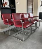 4/6/8/10 rood leder Henders & Hazel design eetkamerstoelen, Ophalen, Henders en Hazel, Zo goed als nieuw, Metaal