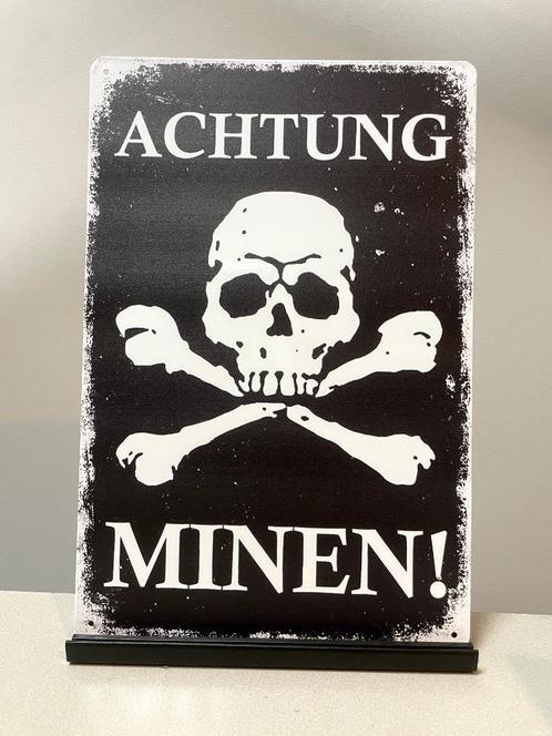 Achtung Minen! metalen bord (Old Look), Verzamelen, Militaria | Algemeen, Landmacht, Overige typen, Duitsland, Ophalen of Verzenden