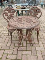 Gietijzeren Bistroset met Roosjes, Tuin en Terras, Overige materialen, Gebruikt, Tuinset, Eettafel