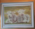 Lieflijke Lammetjes - Pastel Tekening, Antiek en Kunst, Kunst | Tekeningen en Foto's, Ophalen of Verzenden