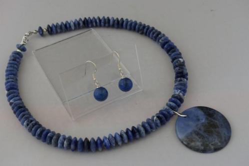SOLDALIET ketting/oorhanger-set, Sieraden, Tassen en Uiterlijk, Kettingen, Nieuw, Zilver, Blauw, Met hanger, Verzenden