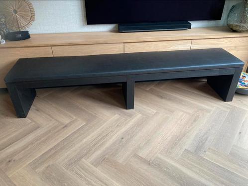 Eetbank zwart eiken met kussen, Huis en Inrichting, Stoelen, Zo goed als nieuw, Eén, Hout, Zwart, Ophalen