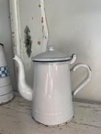 Emaille oud koffiepotje wit met blauw randje, Ophalen of Verzenden