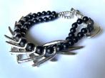 Armband Uno de 50 gothic zwart zilver modern sieraad, Ophalen of Verzenden, Zo goed als nieuw, Zilver, Zilver
