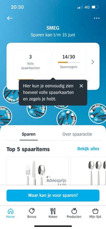 SMEG spaaractie AH volle kaarten €1 per stuk beschikbaar voor biedingen