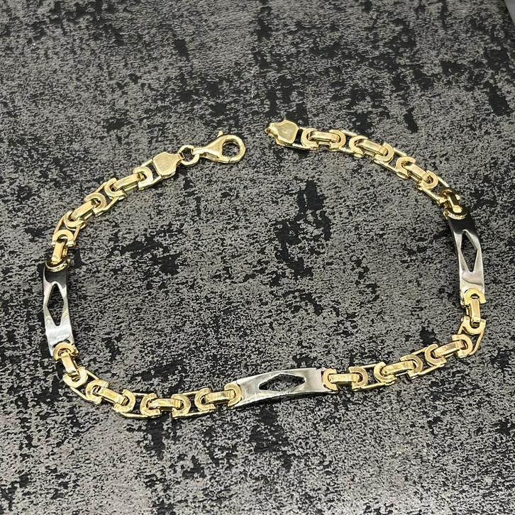 14k gouden armband koningsschakel massief, Sieraden, Tassen en Uiterlijk, Armbanden, Nieuw, Goud, Ophalen of Verzenden