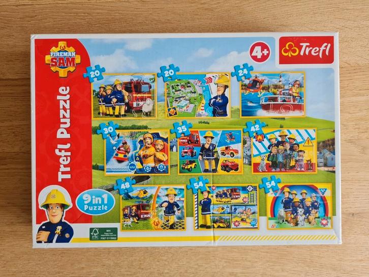 9 in 1 puzzel 'brandweerman Sam' | Trefl, Hobby en Vrije tijd, Denksport en Puzzels, Zo goed als nieuw, Minder dan 500 stukjes
