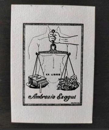 Exlibris Ambrozio Ezagui (medici, weegschaal, roos, hand) beschikbaar voor biedingen