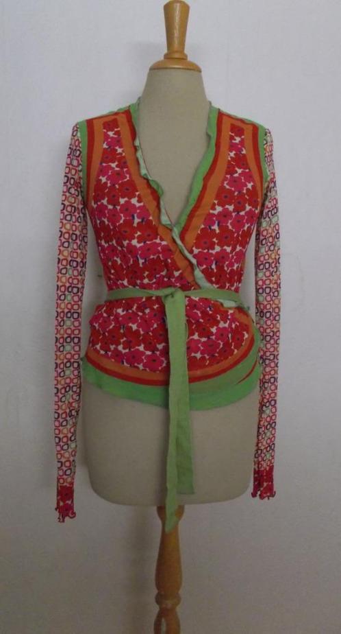 Leuke fleurige stretch wikkel top van PianuraStudio! M, Kleding | Dames, Tops, Zo goed als nieuw, Maat 38/40 (M), Groen, Lange mouw