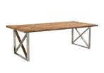 Eettafel Rixos met glasplaat, 200 cm of meer, Zo goed als nieuw, Rechthoekig, 50 tot 100 cm