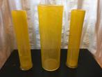 Drie gele design vazen van glas, P, 50 tot 75 cm, Geel, P