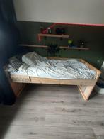 Steigerhouten Eenpersoonsbed, Ophalen, 90 cm, Eenpersoons, Bruin