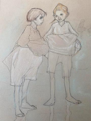 Leo Gestel - Scheveningen Tekening beschikbaar voor biedingen