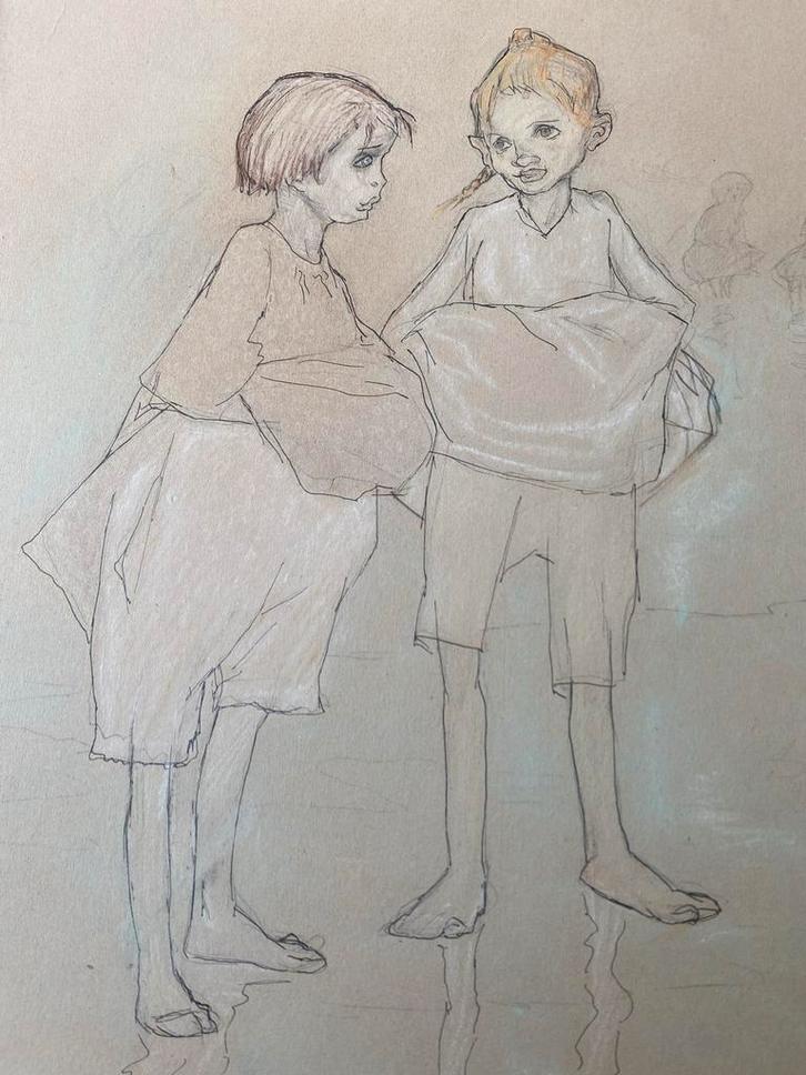 Leo Gestel - Scheveningen Tekening, Antiek en Kunst, Kunst | Tekeningen en Foto's, Ophalen of Verzenden