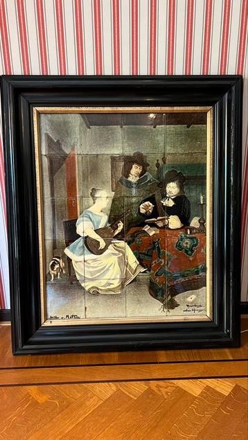 Antiek Rozenburg tegeltableau Den Haag Gerard Terborgh beschikbaar voor biedingen