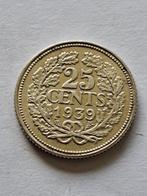 25 cent wilhelmina zilver 1939, Postzegels en Munten, Munten | Nederland, Zilver, Koningin Wilhelmina, Ophalen of Verzenden, 25 cent