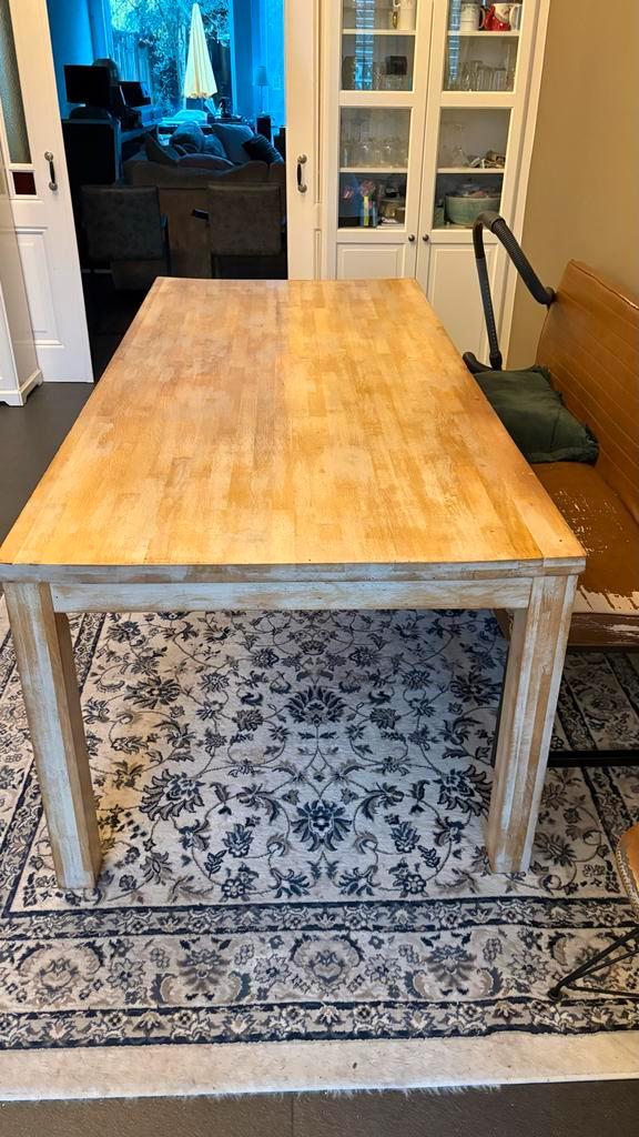 Grote Eettafel 220x100, Huis en Inrichting, Tafels | Eettafels, Gebruikt, 50 tot 100 cm, 200 cm of meer, Vijf personen of meer