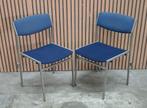 203 Gijs van der Sluis design stoelen Vintage schoolstoelen, Blauw, Ophalen of Verzenden, Zo goed als nieuw, Stof