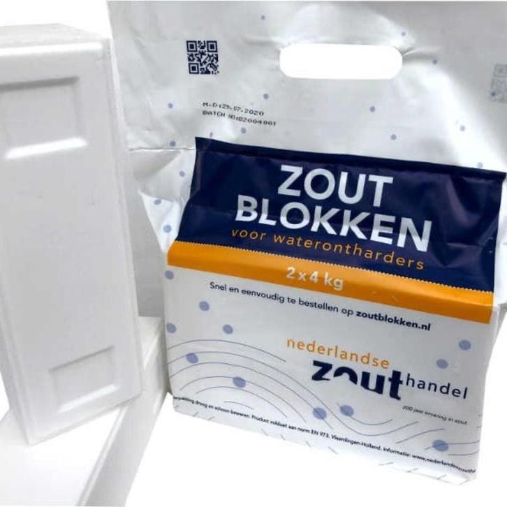 Zoutblok blokzout 2x4kg voor waterontharder Friesland, Witgoed en Apparatuur, Waterontharders, Nieuw, Waterontharder met zout
