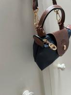 Kleine blauwe Longchamp tas met bruine details, Ophalen of Verzenden, Zo goed als nieuw, Blauw, Schoudertasje