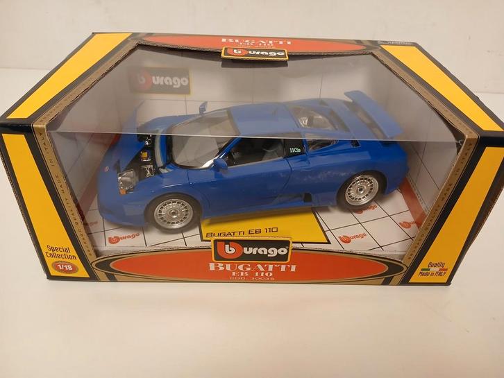 Bburago bugatti EB110 schaalmodel 1/18 blauw, Hobby en Vrije tijd, Modelauto's | 1:18, Zo goed als nieuw, Ophalen of Verzenden