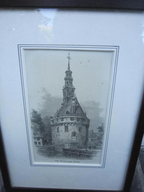 HOORN, Mooie gravure van de Hoofdtoren van YMPER in lijst, Antiek en Kunst, Kunst | Etsen en Gravures, Ophalen of Verzenden