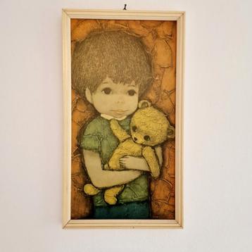 Jaren 70 vintage schilderij druk prent  beschikbaar voor biedingen