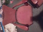 Te koop 2 antieke fauteuils, bordeaux rood, Ophalen