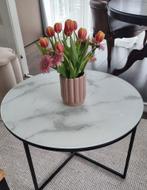 Leuke marmeren (glas) salontafel, Huis en Inrichting, Tafels | Salontafels, 50 tot 100 cm, Minder dan 50 cm, Glas, Rond