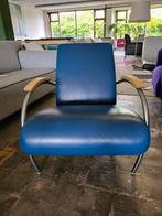 Gelderland 5470 fauteuil | Blauw leer, Huis en Inrichting, Fauteuils, Vintage design, Info@andriesign.nl, Ophalen of Verzenden