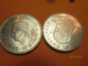 No.796- 10 x Zilver munten Juliana- Beatrix beschikbaar voor biedingen