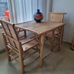 Bamboetafel plus 4 stoelen, Ophalen, Zo goed als nieuw, Bamboe, 4 tot 6 stoelen