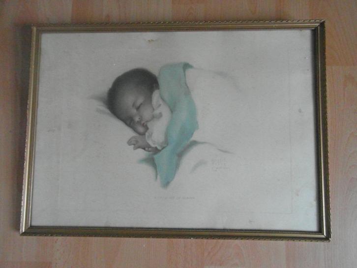 de slapende baby van Bessie Pease in originele lijst, jaren, Antiek en Kunst, Kunst | Tekeningen en Foto's, Ophalen of Verzenden