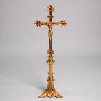 Altaarkruis met rode stenen 19e-eeuw 76 cm hoog, Antiek en Kunst, Ophalen of Verzenden